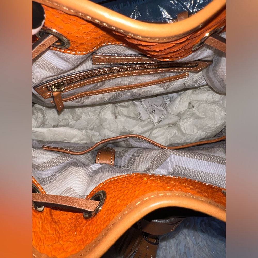 Dooney & Bourke Orange Drawstring Bucket Bag - Picture 9 of 9